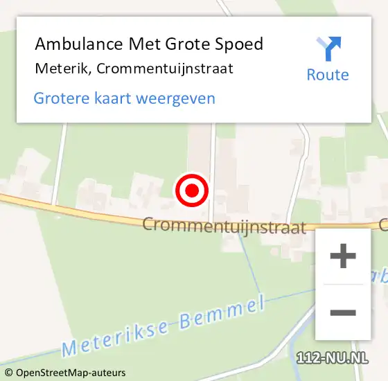 Locatie op kaart van de 112 melding: Ambulance Met Grote Spoed Naar Meterik, Crommentuijnstraat op 13 januari 2014 06:47