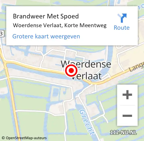 Locatie op kaart van de 112 melding: Brandweer Met Spoed Naar Woerdense Verlaat, Korte Meentweg op 4 maart 2017 11:44