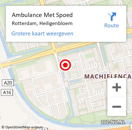 Locatie op kaart van de 112 melding: Ambulance Met Spoed Naar Rotterdam, Heiligenbloem op 13 januari 2014 06:58