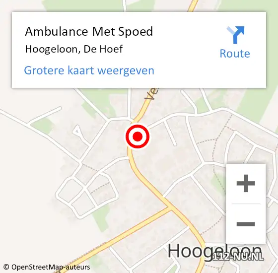 Locatie op kaart van de 112 melding: Ambulance Met Spoed Naar Hoogeloon, De Hoef op 4 maart 2017 13:04