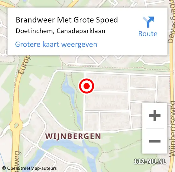 Locatie op kaart van de 112 melding: Brandweer Met Grote Spoed Naar Doetinchem, Canadaparklaan op 4 maart 2017 13:10