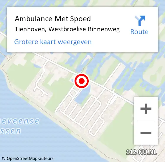 Locatie op kaart van de 112 melding: Ambulance Met Spoed Naar Tienhoven, Westbroekse Binnenweg op 4 maart 2017 13:10