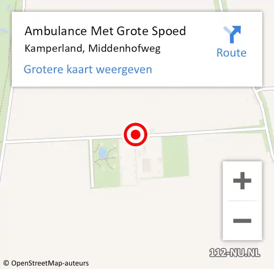 Locatie op kaart van de 112 melding: Ambulance Met Grote Spoed Naar Kamperland, Middenhofweg op 4 maart 2017 13:12