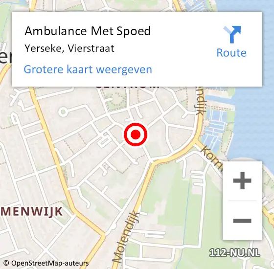 Locatie op kaart van de 112 melding: Ambulance Met Spoed Naar Yerseke, Vierstraat op 4 maart 2017 13:18