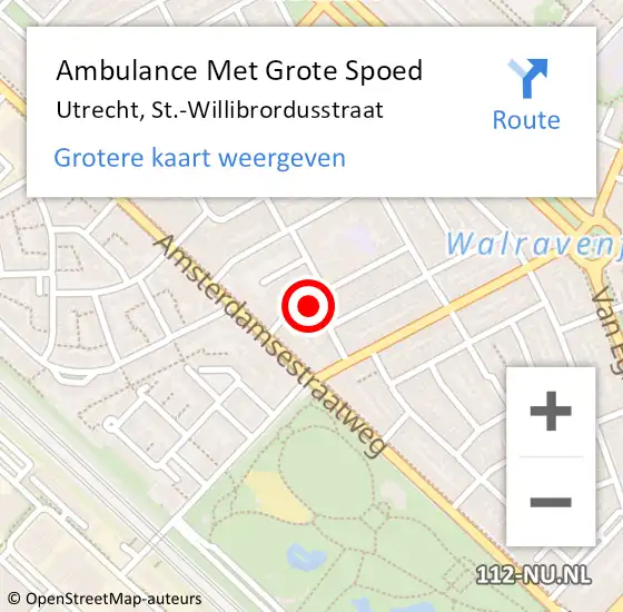 Locatie op kaart van de 112 melding: Ambulance Met Grote Spoed Naar Utrecht, St.-Willibrordusstraat op 4 maart 2017 13:44