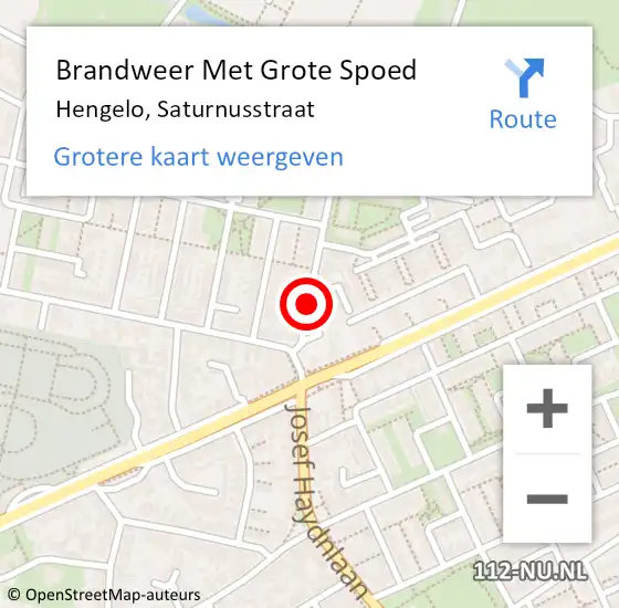 Locatie op kaart van de 112 melding: Brandweer Met Grote Spoed Naar Hengelo, Saturnusstraat op 4 maart 2017 14:30