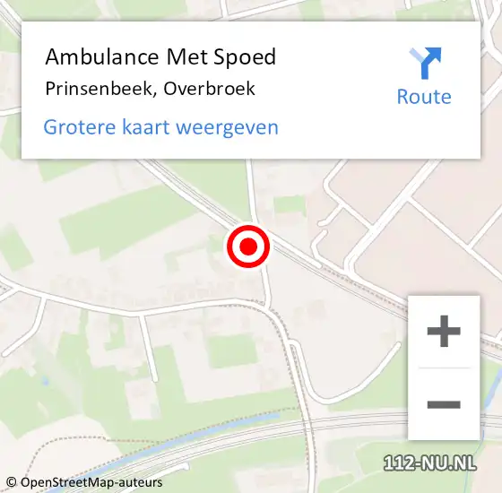 Locatie op kaart van de 112 melding: Ambulance Met Spoed Naar Prinsenbeek, Overbroek op 4 maart 2017 14:51