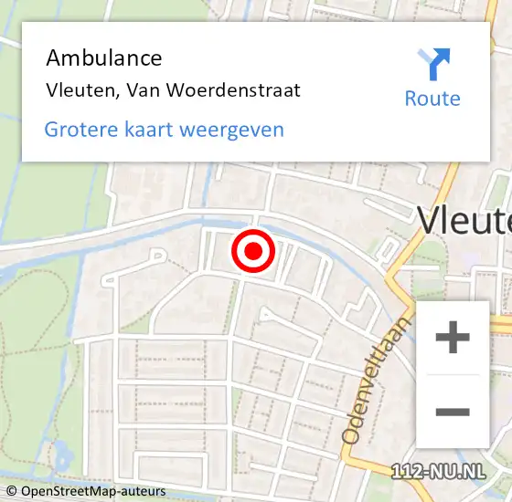 Locatie op kaart van de 112 melding: Ambulance Vleuten, Van Woerdenstraat op 4 maart 2017 15:40