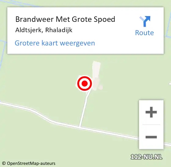 Locatie op kaart van de 112 melding: Brandweer Met Grote Spoed Naar Aldtsjerk, Rhaladijk op 13 januari 2014 07:39