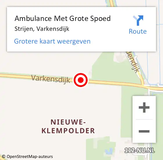 Locatie op kaart van de 112 melding: Ambulance Met Grote Spoed Naar Strijen, Varkensdijk op 4 maart 2017 15:50