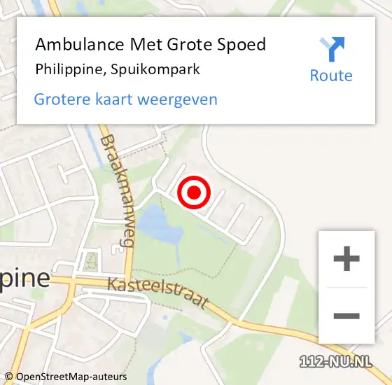 Locatie op kaart van de 112 melding: Ambulance Met Grote Spoed Naar Philippine, Spuikompark op 4 maart 2017 16:39