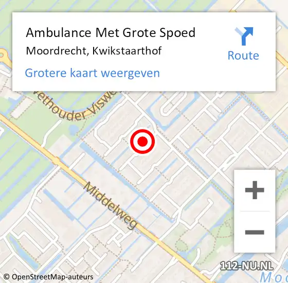 Locatie op kaart van de 112 melding: Ambulance Met Grote Spoed Naar Moordrecht, Kwikstaarthof op 4 maart 2017 16:40