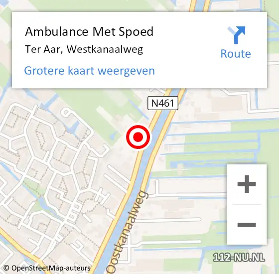 Locatie op kaart van de 112 melding: Ambulance Met Spoed Naar Ter Aar, Westkanaalweg op 4 maart 2017 17:16