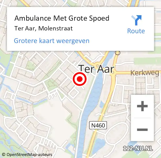 Locatie op kaart van de 112 melding: Ambulance Met Grote Spoed Naar Ter Aar, Molenstraat op 4 maart 2017 17:29