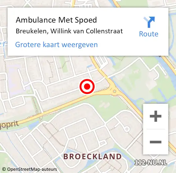 Locatie op kaart van de 112 melding: Ambulance Met Spoed Naar Breukelen, Willink van Collenstraat op 4 maart 2017 17:31