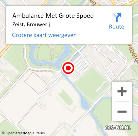 Locatie op kaart van de 112 melding: Ambulance Met Grote Spoed Naar Zeist, Brouwerij op 4 maart 2017 17:32