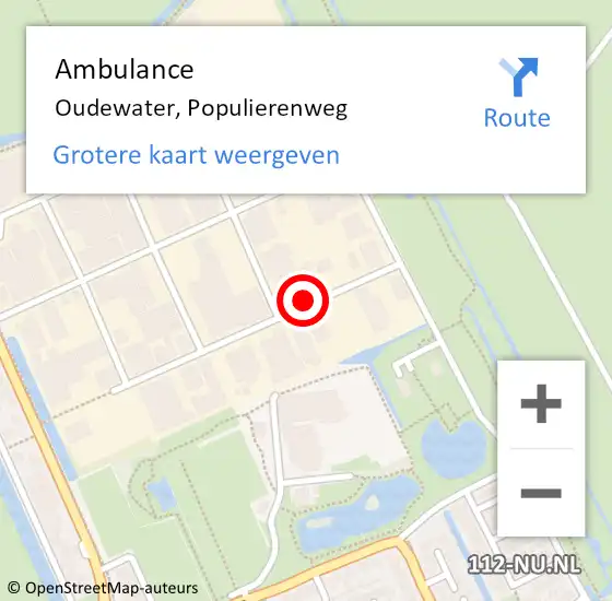 Locatie op kaart van de 112 melding: Ambulance Oudewater, Populierenweg op 4 maart 2017 17:41