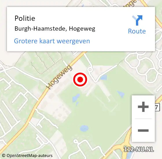 Locatie op kaart van de 112 melding: Politie Burgh-Haamstede, Hogeweg op 4 maart 2017 17:49