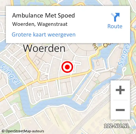 Locatie op kaart van de 112 melding: Ambulance Met Spoed Naar Woerden, Wagenstraat op 4 maart 2017 17:56