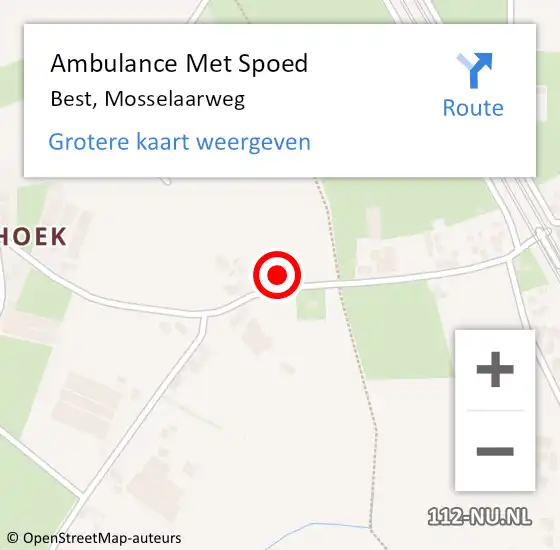 Locatie op kaart van de 112 melding: Ambulance Met Spoed Naar Best, Mosselaarweg op 4 maart 2017 18:19