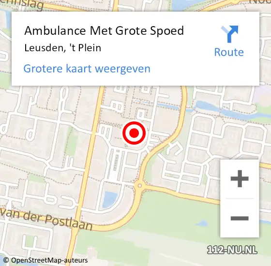 Locatie op kaart van de 112 melding: Ambulance Met Grote Spoed Naar Leusden, 't Plein op 4 maart 2017 18:27