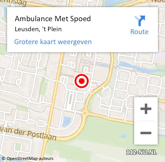 Locatie op kaart van de 112 melding: Ambulance Met Spoed Naar Leusden, 't Plein op 4 maart 2017 18:44