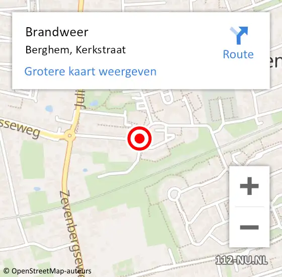 Locatie op kaart van de 112 melding: Brandweer Berghem, Kerkstraat op 4 maart 2017 19:45