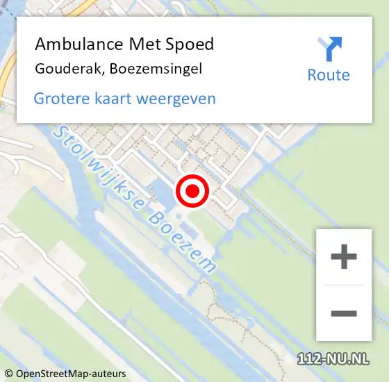 Locatie op kaart van de 112 melding: Ambulance Met Spoed Naar Gouderak, Boezemsingel op 4 maart 2017 20:30