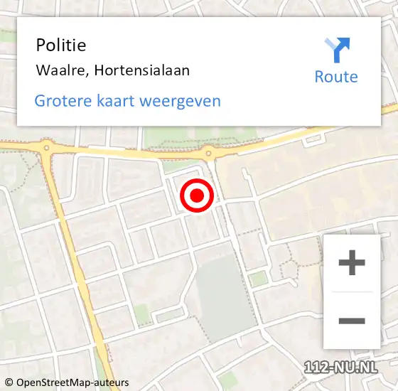 Locatie op kaart van de 112 melding: Politie Waalre, Hortensialaan op 4 maart 2017 20:45