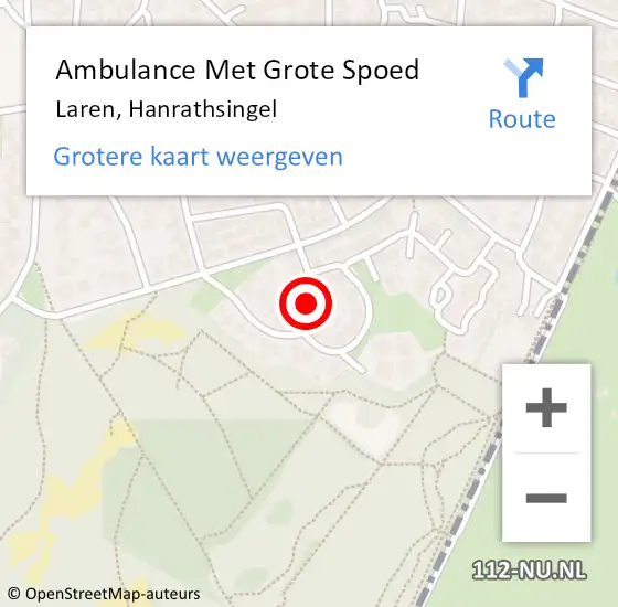 Locatie op kaart van de 112 melding: Ambulance Met Grote Spoed Naar Laren, Hanrathsingel op 4 maart 2017 20:59