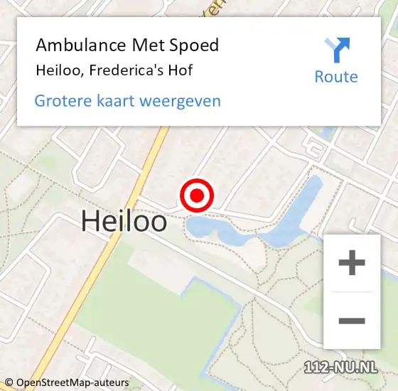 Locatie op kaart van de 112 melding: Ambulance Met Spoed Naar Heiloo, Frederica's Hof op 4 maart 2017 21:45