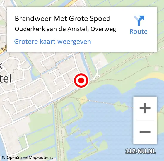 Locatie op kaart van de 112 melding: Brandweer Met Grote Spoed Naar Ouderkerk aan de Amstel, Overweg op 4 maart 2017 22:59