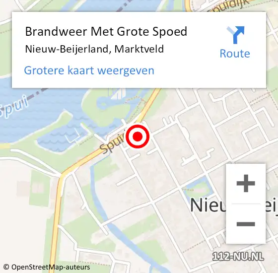 Locatie op kaart van de 112 melding: Brandweer Met Grote Spoed Naar Nieuw-Beijerland, Marktveld op 4 maart 2017 23:44