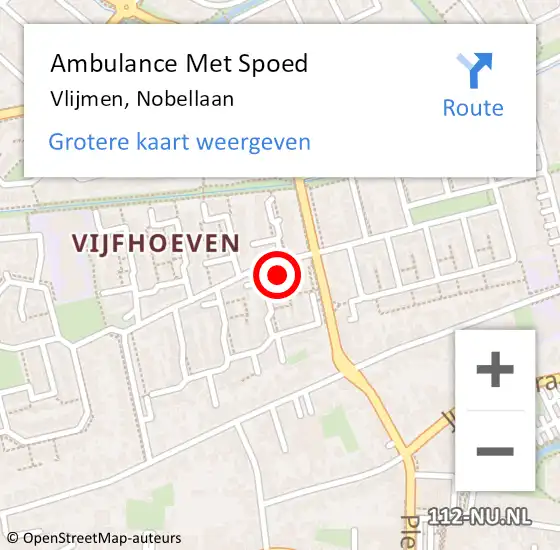 Locatie op kaart van de 112 melding: Ambulance Met Spoed Naar Vlijmen, Nobellaan op 5 maart 2017 01:32