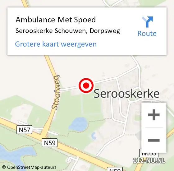 Locatie op kaart van de 112 melding: Ambulance Met Spoed Naar Serooskerke Schouwen, Dorpsweg op 5 maart 2017 01:47