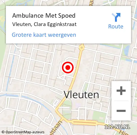 Locatie op kaart van de 112 melding: Ambulance Met Spoed Naar Vleuten, Clara Egginkstraat op 5 maart 2017 02:18