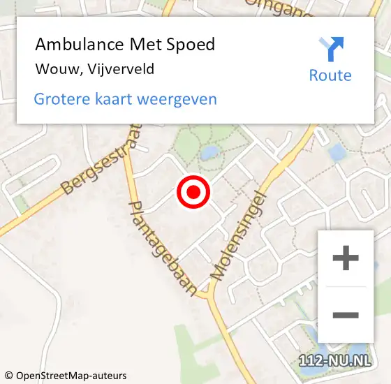 Locatie op kaart van de 112 melding: Ambulance Met Spoed Naar Wouw, Vijverveld op 5 maart 2017 02:23