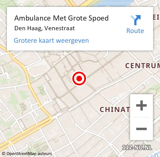 Locatie op kaart van de 112 melding: Ambulance Met Grote Spoed Naar Den Haag, Venestraat op 5 maart 2017 03:31