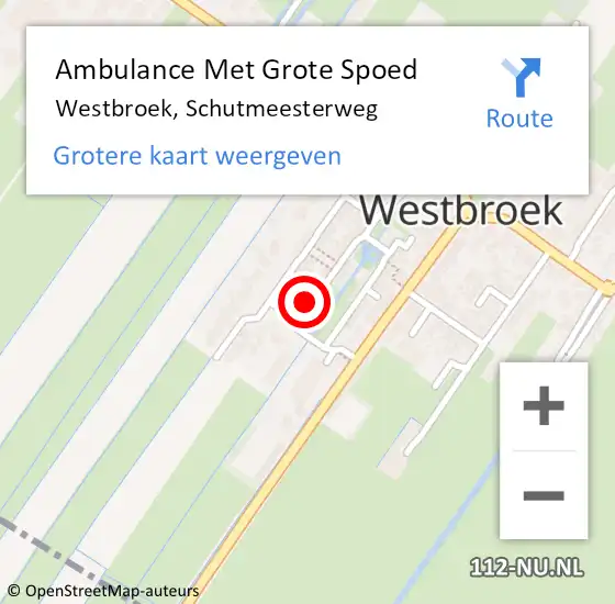 Locatie op kaart van de 112 melding: Ambulance Met Grote Spoed Naar Westbroek, Schutmeesterweg op 5 maart 2017 03:34