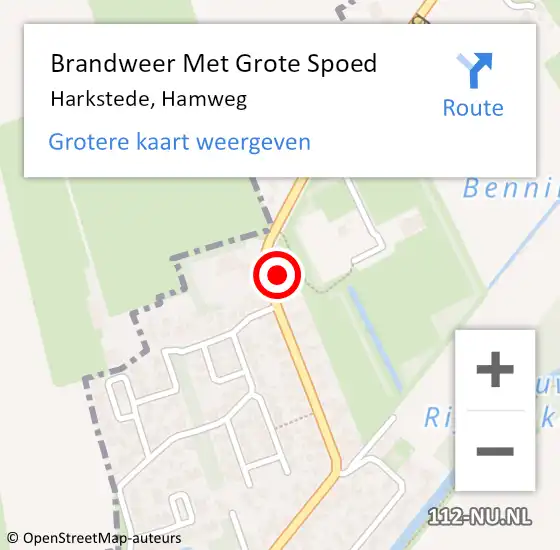 Locatie op kaart van de 112 melding: Brandweer Met Grote Spoed Naar Harkstede, Hamweg op 5 maart 2017 03:43