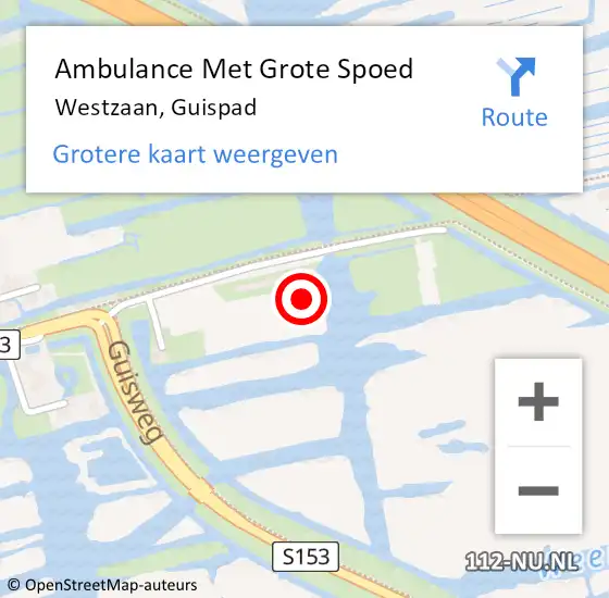 Locatie op kaart van de 112 melding: Ambulance Met Grote Spoed Naar Westzaan, Guispad op 5 maart 2017 03:51