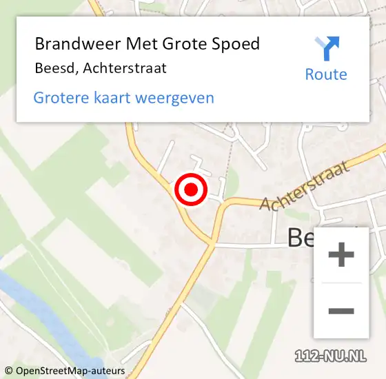 Locatie op kaart van de 112 melding: Brandweer Met Grote Spoed Naar Beesd, Achterstraat op 5 maart 2017 04:25