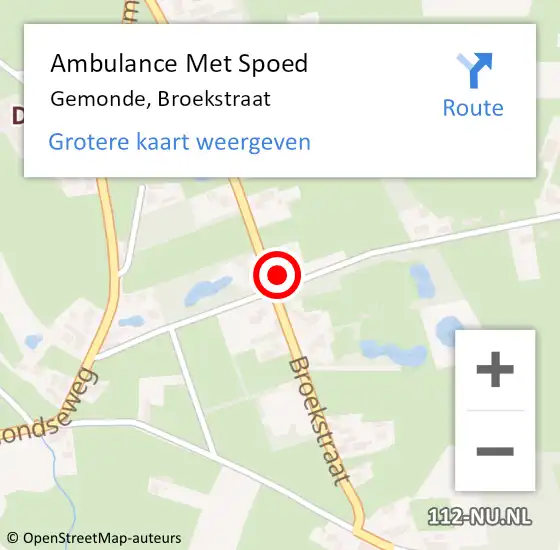 Locatie op kaart van de 112 melding: Ambulance Met Spoed Naar Gemonde, Broekstraat op 5 maart 2017 04:45