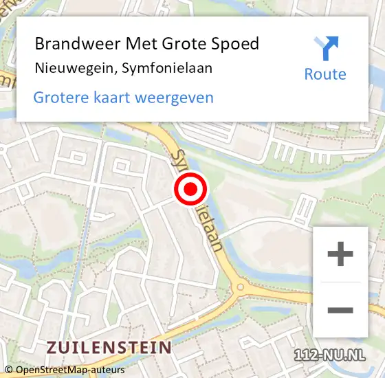 Locatie op kaart van de 112 melding: Brandweer Met Grote Spoed Naar Nieuwegein, Symfonielaan op 5 maart 2017 08:22