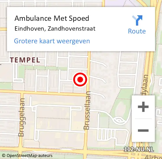 Locatie op kaart van de 112 melding: Ambulance Met Spoed Naar Eindhoven, Zandhovenstraat op 5 maart 2017 08:57