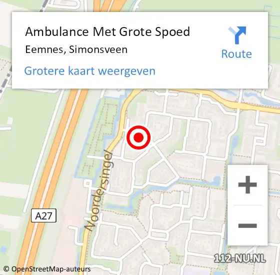 Locatie op kaart van de 112 melding: Ambulance Met Grote Spoed Naar Eemnes, Simonsveen op 5 maart 2017 09:25