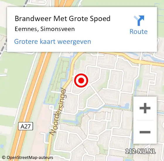 Locatie op kaart van de 112 melding: Brandweer Met Grote Spoed Naar Eemnes, Simonsveen op 5 maart 2017 09:25