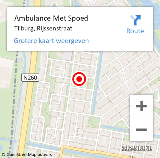 Locatie op kaart van de 112 melding: Ambulance Met Spoed Naar Tilburg, Rijssenstraat op 5 maart 2017 09:37