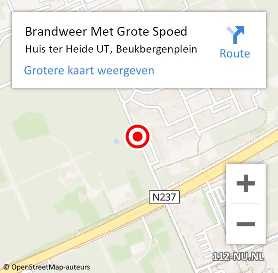 Locatie op kaart van de 112 melding: Brandweer Met Grote Spoed Naar Huis ter Heide UT, Beukbergenplein op 5 maart 2017 10:15