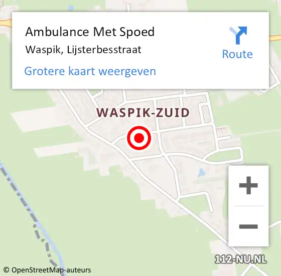 Locatie op kaart van de 112 melding: Ambulance Met Spoed Naar Waspik, Lijsterbesstraat op 5 maart 2017 10:35